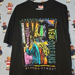 Vtg 90s French Quarter New Orleans Bourbon Street Jazz Shirt XL